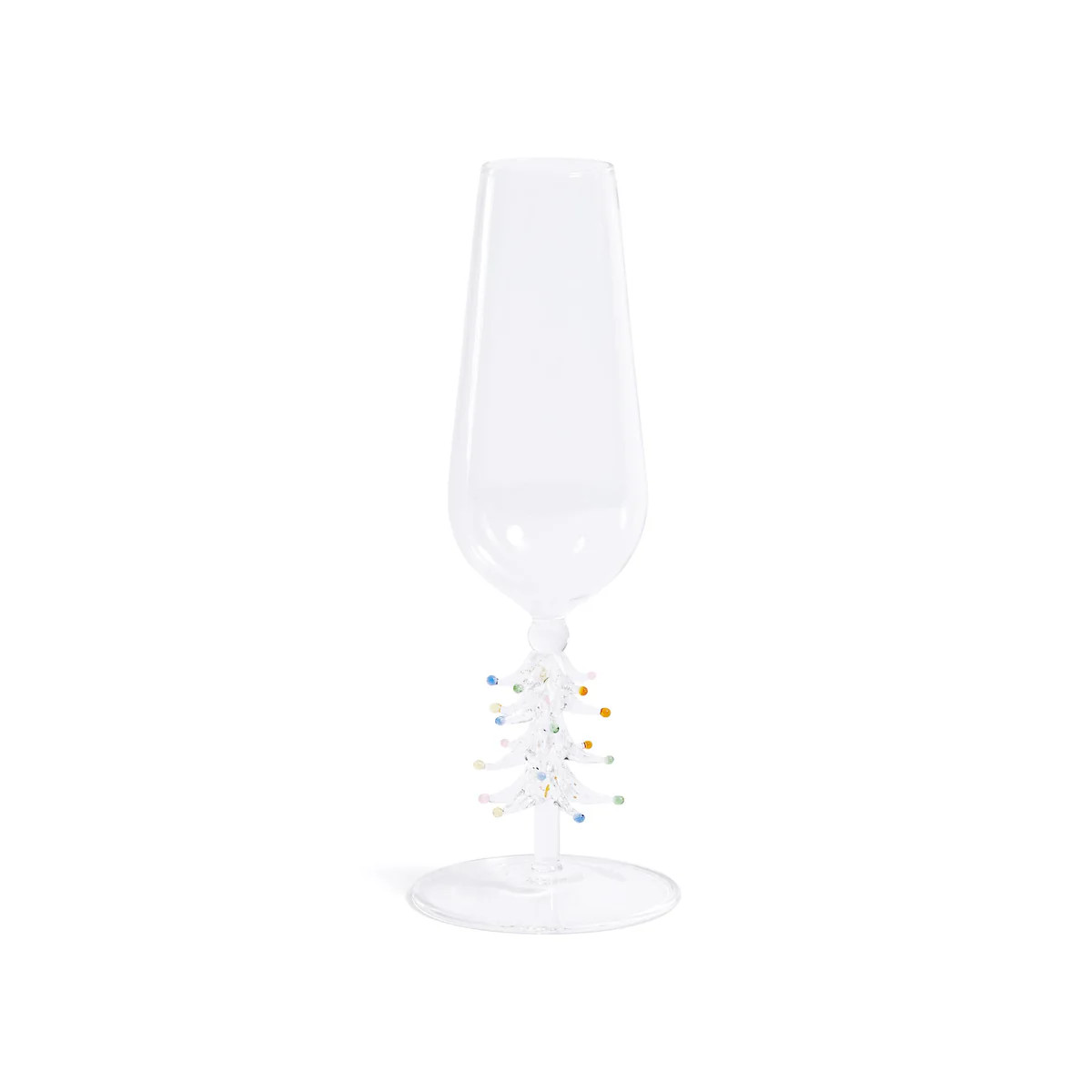 Zodax Clear Treetop Cheers Glass Champagne Flutes - Holiday Stemware, | DecoratorsBest