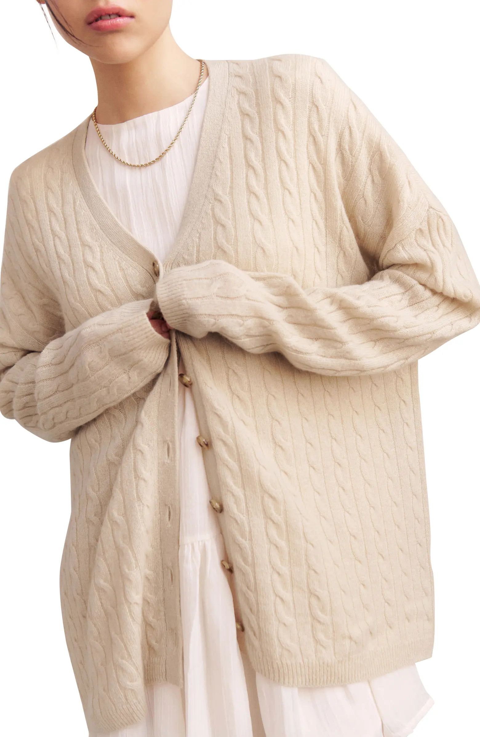 Oversize Cable Knit Cashmere Cardigan | Nordstrom