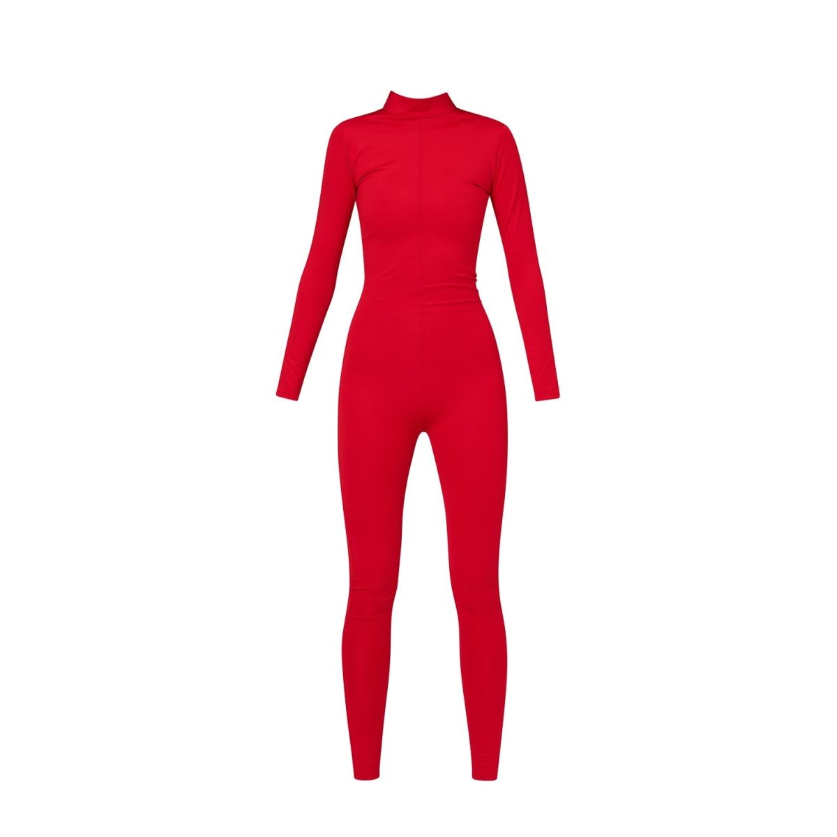 Long-Sleeved Red Fitted Jumpsuit | Wolf & Badger (US)