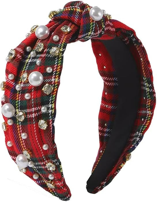 Red Plaid Christmas Headbands for Women, Christmas Hair Accessories, Holiday Headbands for Women,... | Amazon (US)