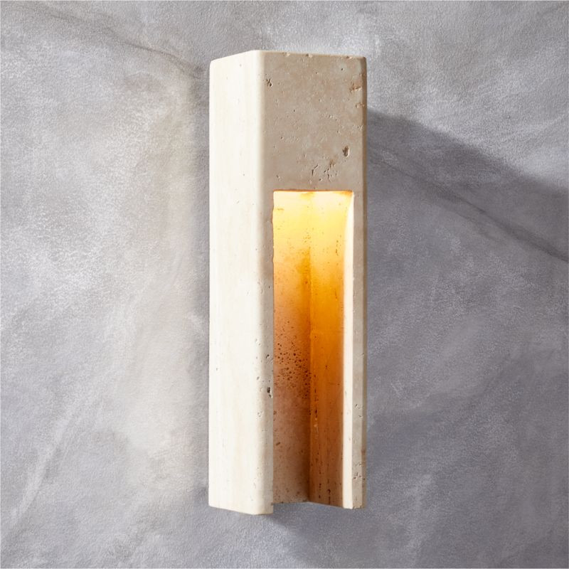 Graziano Indoor/Outdoor Travertine Wall Sconce + Reviews | CB2 | CB2