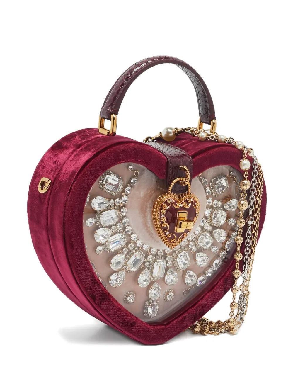 Dolce & Gabbana Pre-Owned heart-shaped crystal-embellished tote bag - Red | Farfetch Global