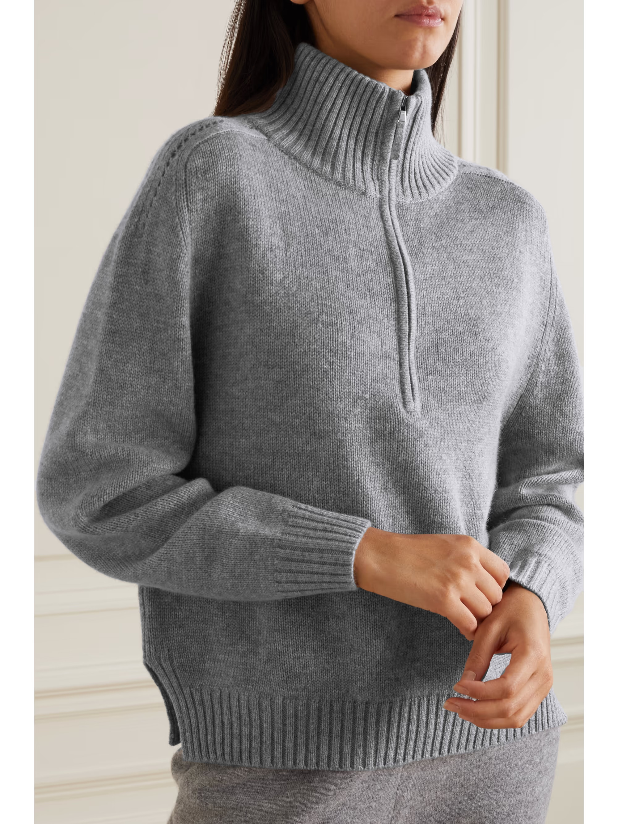 Gray Wool and cashmere-blend turtleneck sweater | ALLUDE | NET-A-PORTER | NET-A-PORTER (US)