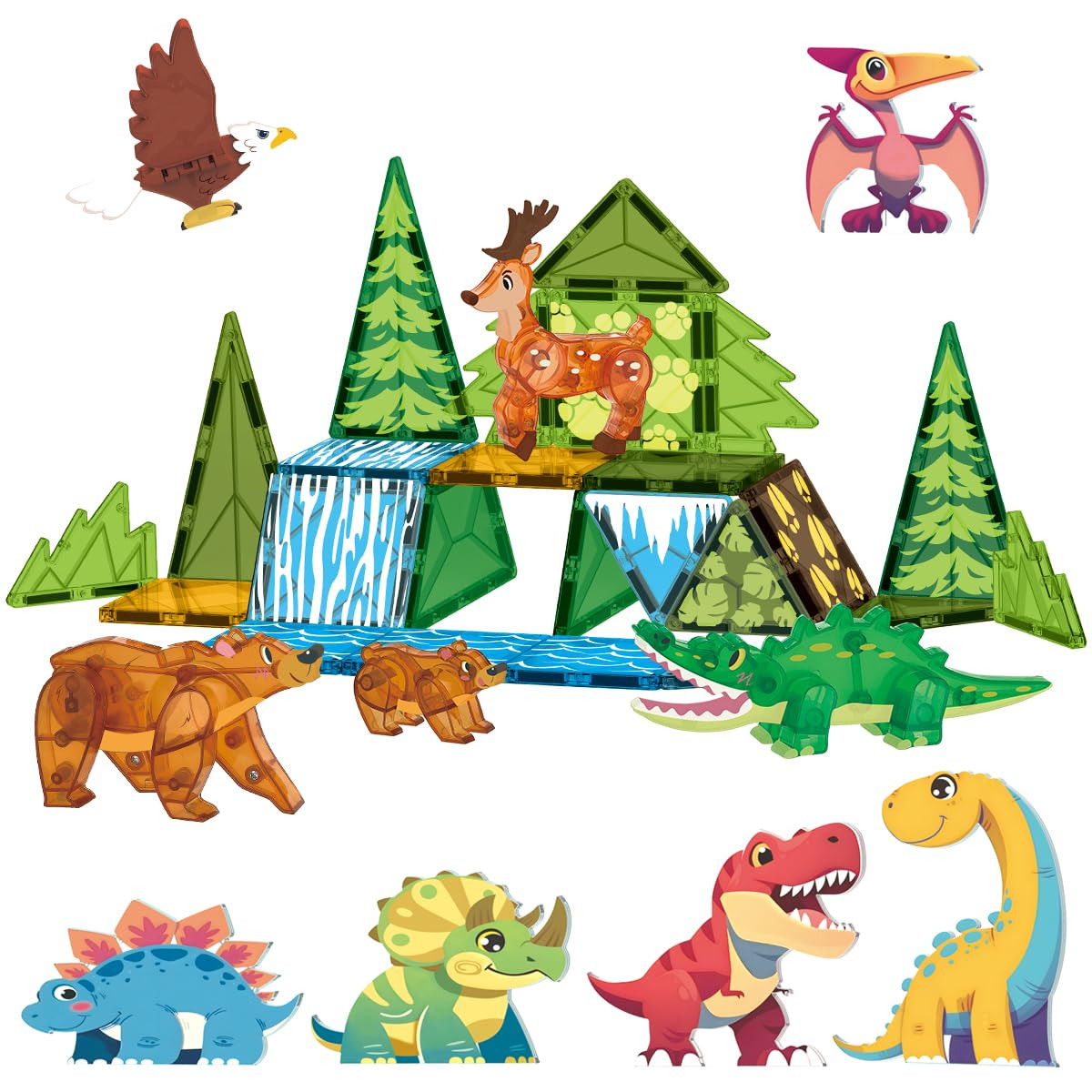 Magnetic Tiles Animals & Dinosaurs Toys, STEM Educational Building Blocks, Sensory Set 35 PCS for... | Amazon (US)