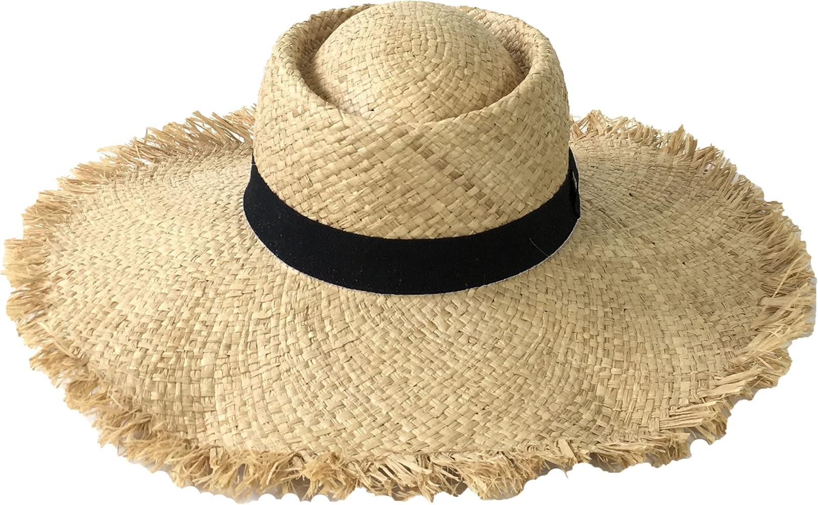 Frayed Edge Wide Brim Straw Panama Hat, Natural | Amazon (US)
