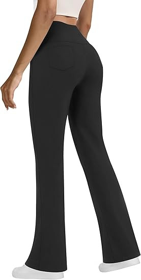 Yoga Pants with Pockets for Women, High Waist Tummy Control Bootcut Flare Leggings Workout Work P... | Amazon (US)