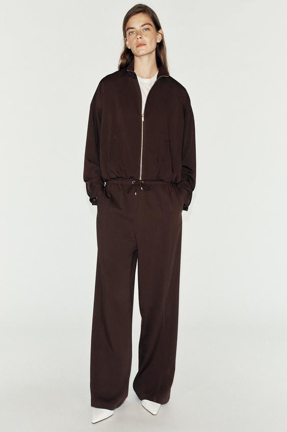 ELASTICATED WAISTBAND WIDE-LEG TROUSERS | Zara UK