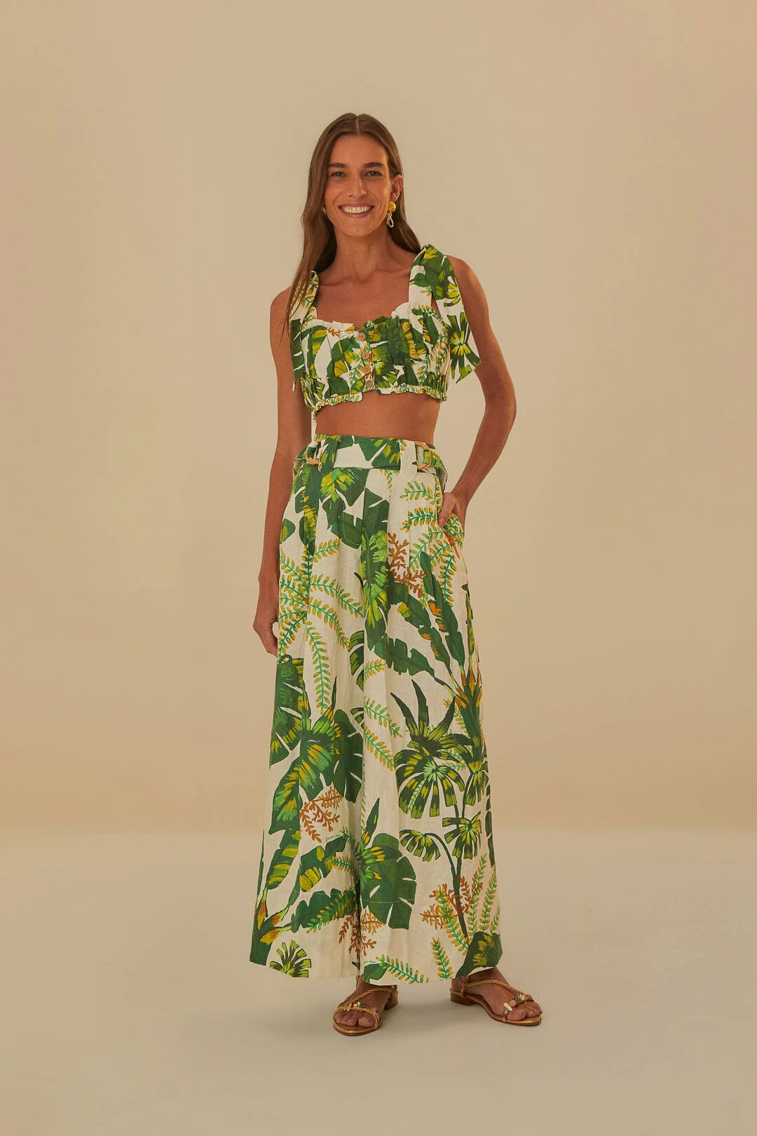 Tropical Forest Off-White Pants | FarmRio (US)