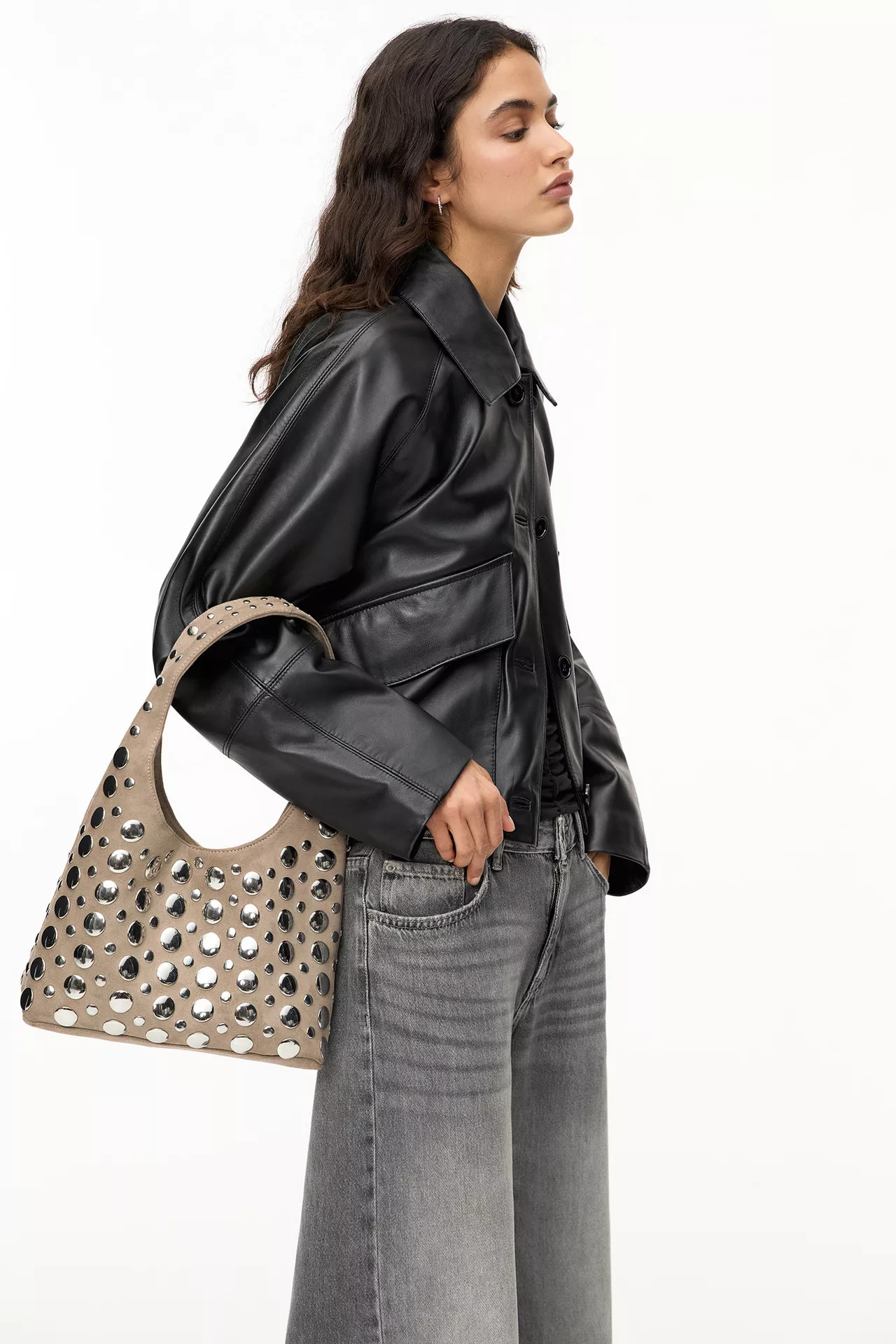 Studded shoulder bag | PULL and BEAR UK