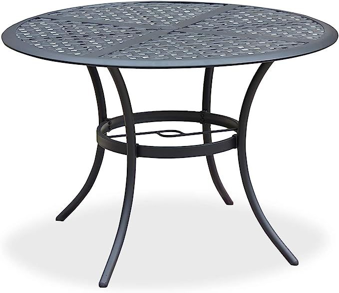 Romayard 42 Inch Outdoor Dining Table Round Patio Bistro Table Powder-Coated Steel Frame Top Pati... | Amazon (US)