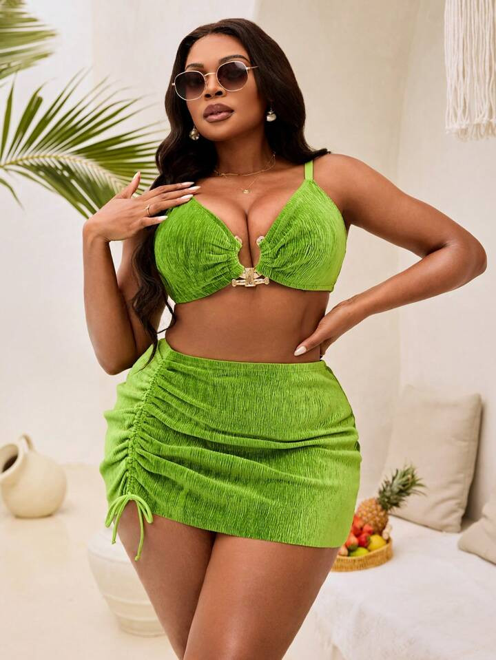 £18.44£24.99-26%Save £0.92 off this item after joining.Swim Vcay Plus Size Women 3pcs Green Ca... | SHEIN