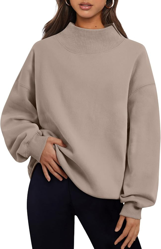Trendy Queen Womens Mock Neck Sweatshirts Oversized Pullover Fall Outfits | Amazon (US)