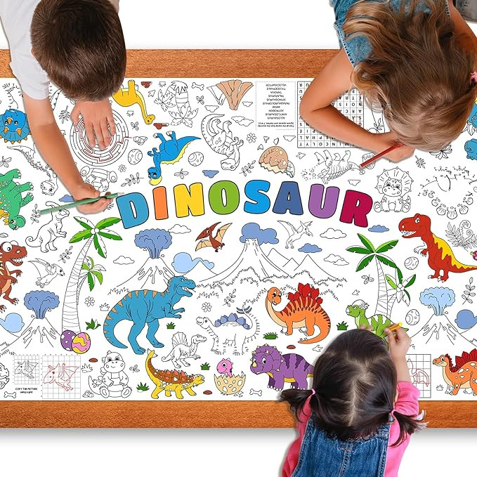 Dinosaur Giant Coloring Poster for Kids 30x72 Inch, Dinosaur Large Coloring Poster Tablecloth Boo... | Amazon (US)