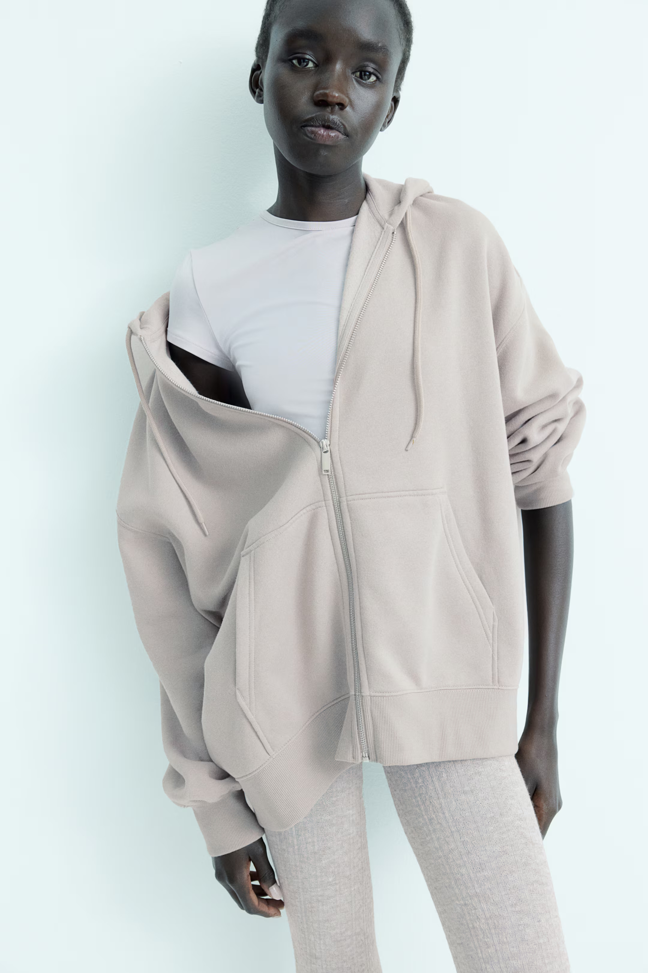 Oversized Hooded Jacket - Light taupe - Ladies | H&M US | H&M (US + CA)