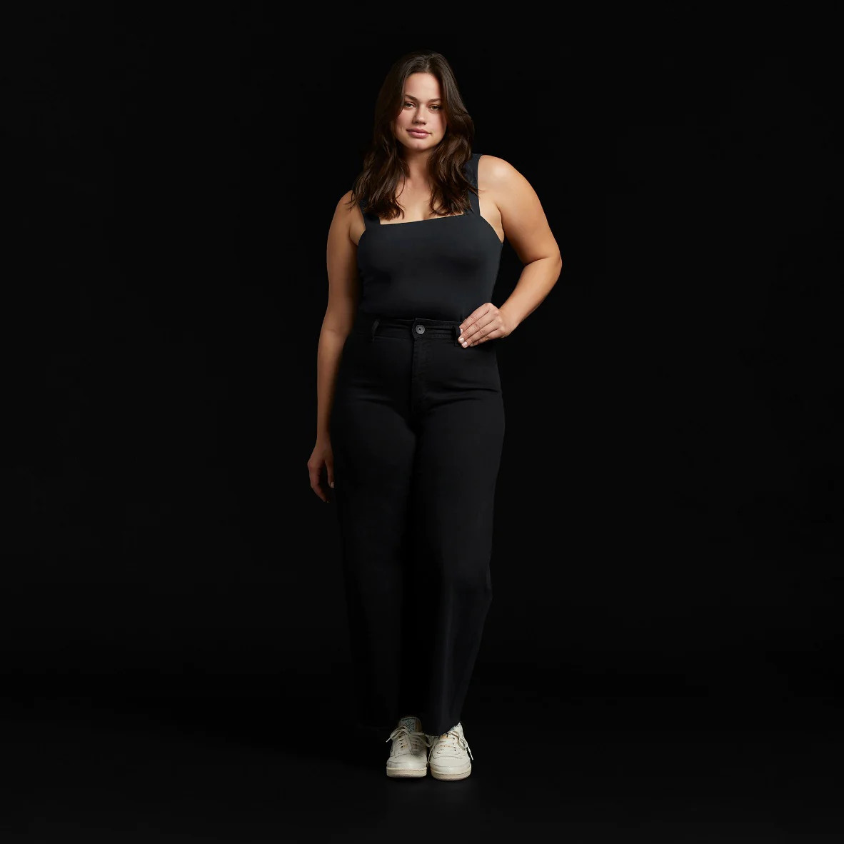 Women's Square Neck Tank Bodysuit - Black - nuuds | nuuds