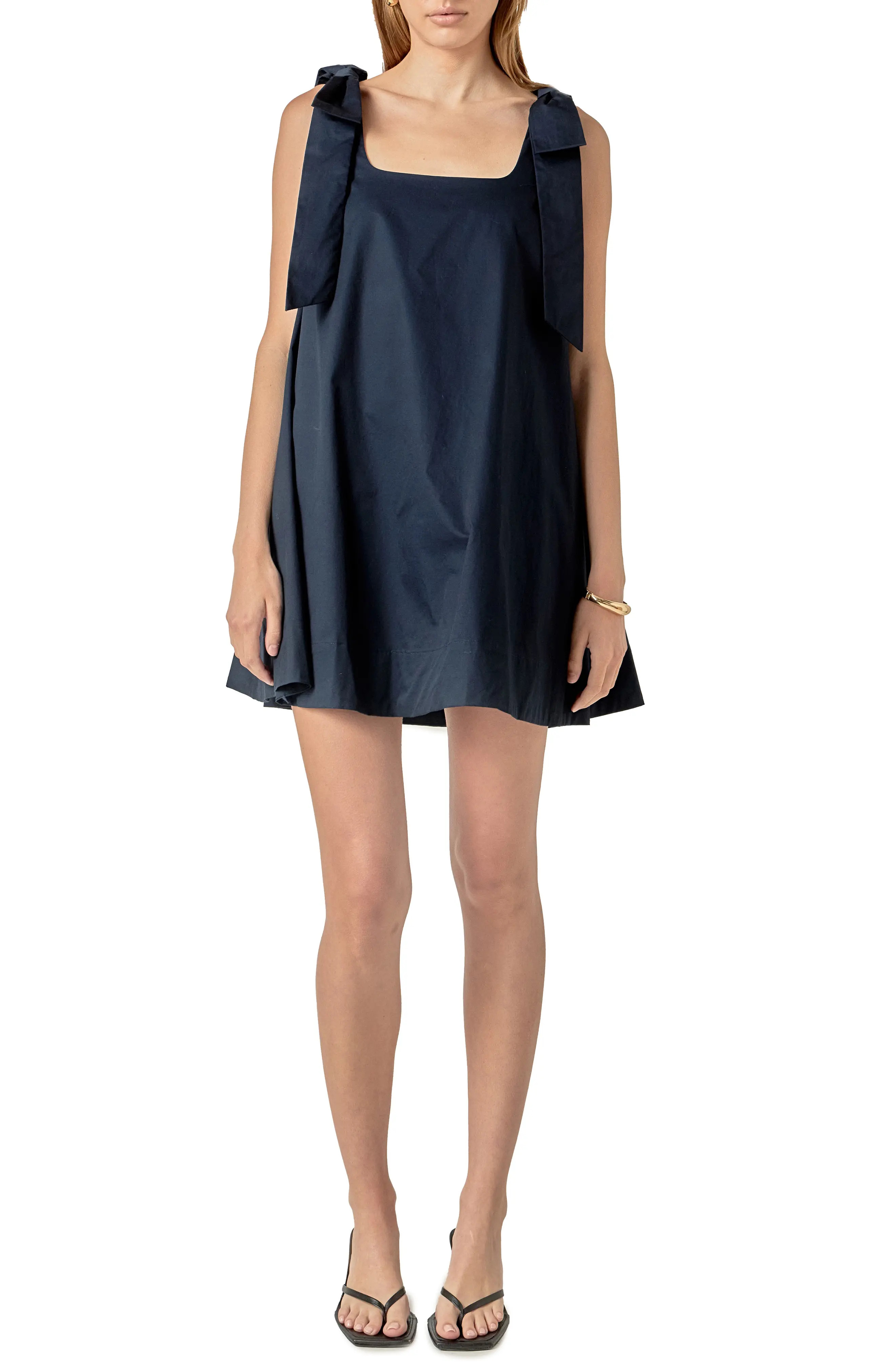 English Factory Bow Shoulder Sleeveless Cotton Minidress (Women) | Nordstrom | Nordstrom