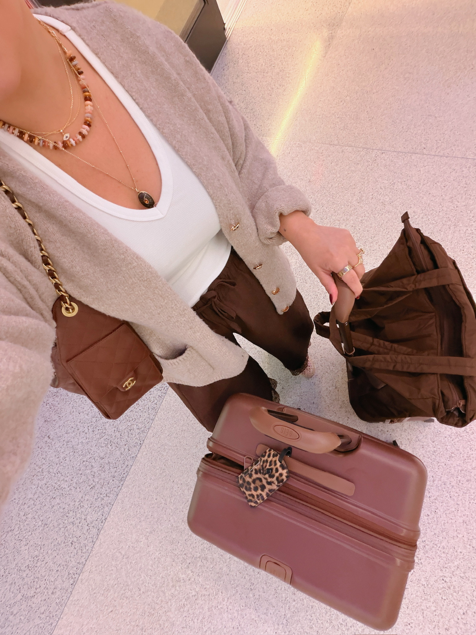 wearing an XL in the cardigan and pants, large in the top 

 #LTKSeasonal #LTKMidsize