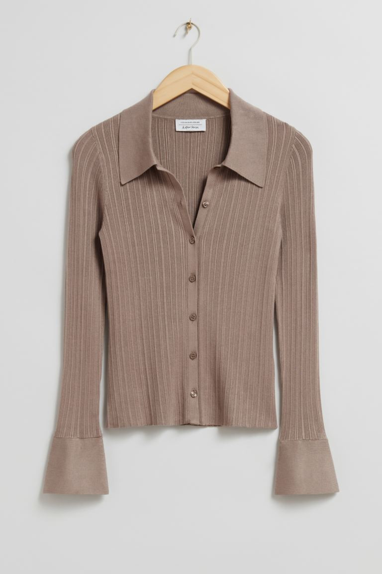 Gestricktes Poloshirt  - Gedecktes Braun - Ladies | H&M DE | H&M (DE, AT, CH, NL, FI)