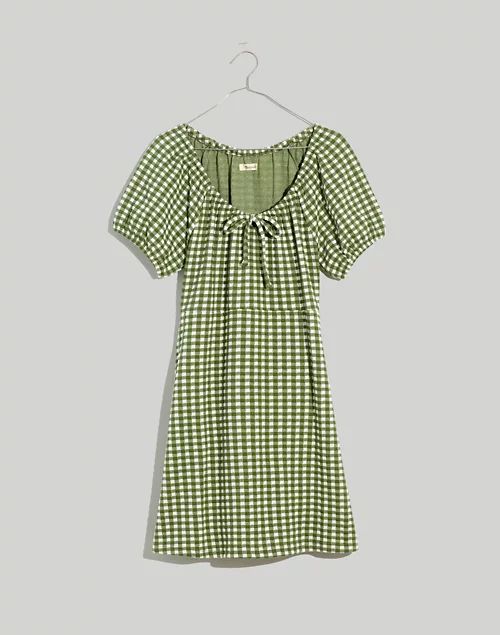 Jacquard Puff-Sleeve Mini Dress in Gingham Check | Madewell