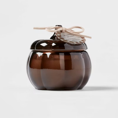 4oz Mini Glass Pumpkin Woods Candle Brown - Threshold™ | Target