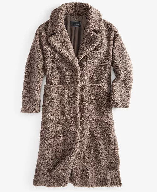 BCBGMAXAZRIA Women's Notched-Collar Teddy Coat - Macy's | Macy's