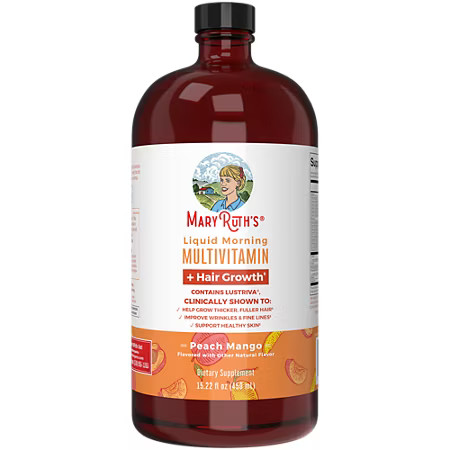 Liquid Morning Multivitamin + Hair Growth with Lustriva – Peach Mango (15.22 Fl. Oz. / 15 Servi... | The Vitamin Shoppe