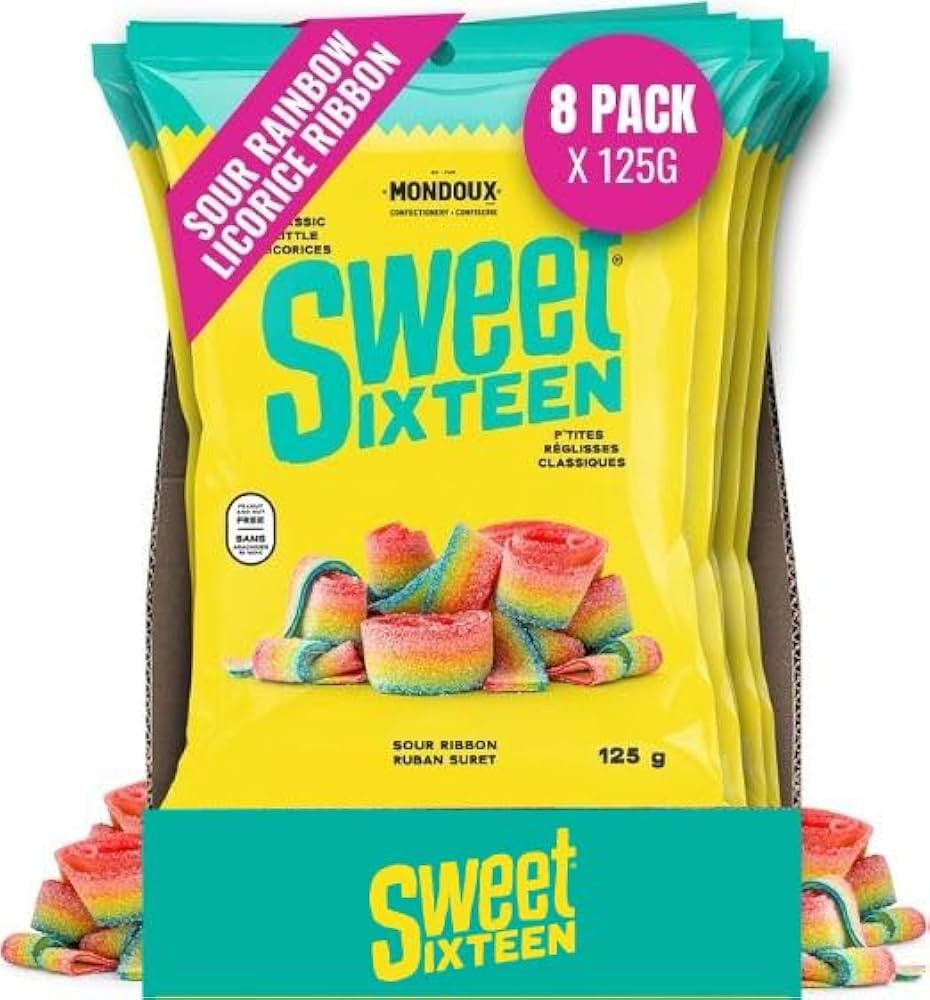 Sweet Sixteen Classic Licorice Ribbon Candy - Sour Rainbow Licorice Candy - Tangy, Soft & Chewy R... | Amazon (CA)