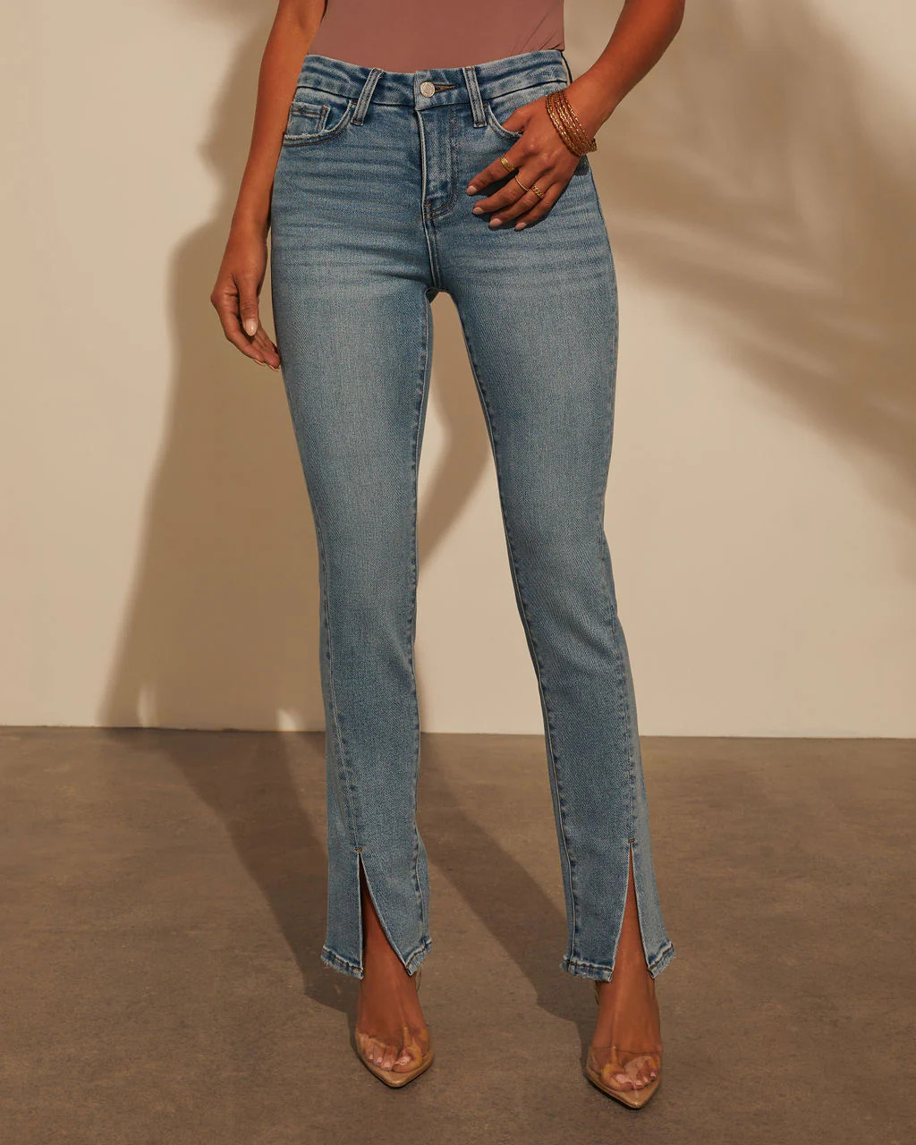 Jennings Super Stretch High Rise Slim Leg Split Hem Jeans | VICI
