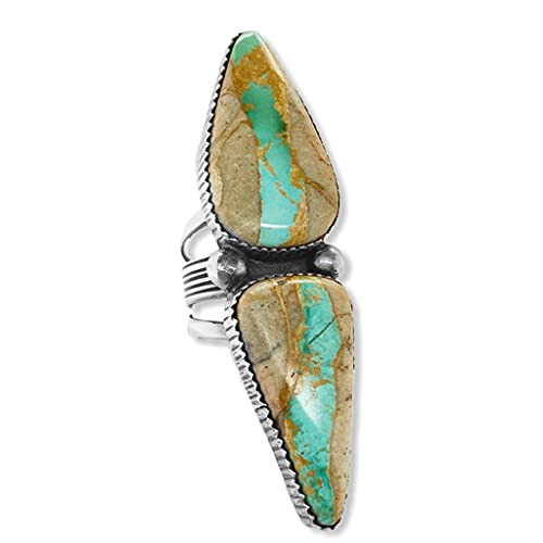 Genuine Royston Turquoise Statement Ring, Size 9, Sterling Silver, Authentic Navajo Native American USA Handmade, Artist Signed, Nickel Free, Southwest Jewelry for Women | Amazon (US)