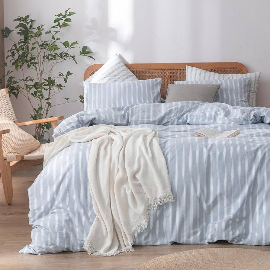 BESTOUCH Duvet Cover Set 100% Washed Cotton Linen Feel Super Soft Comfortable Chic Lightweight 3 ... | Amazon (US)