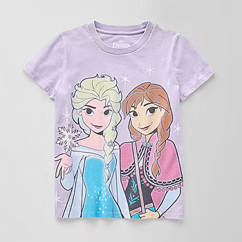 Disney Collection Little & Big Kid Girls Crew Neck Short Sleeve Regular Fit Frozen Graphic T-Shir... | JCPenney