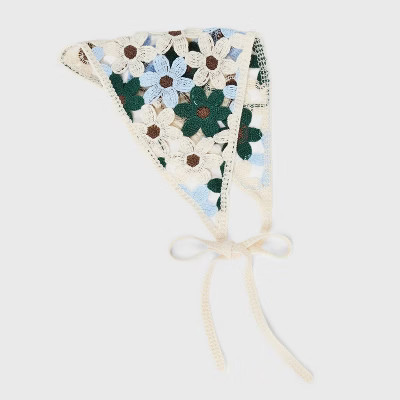 Knitted Flowers Headscarf - Wild Fable™ Ivory/Blue/Brown/Green | Target