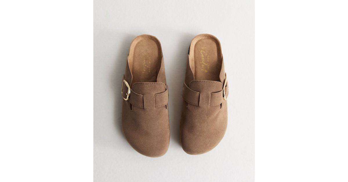 Light Brown Faux Brushed Leather Clogs | New Look | New Look (UK)