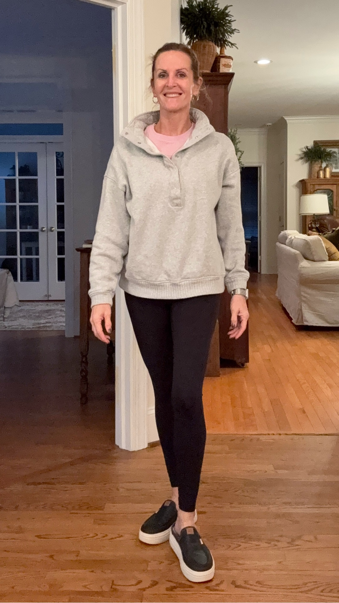 These buttery soft leggings are just like pjs!  These are the longer style which is down to my ankles.  They also have side pockets.   They come in several colors and they’re true to size. 
***I’m wearing a small  

#LTKFindsUnder50 #LTKActive #LTKOver40