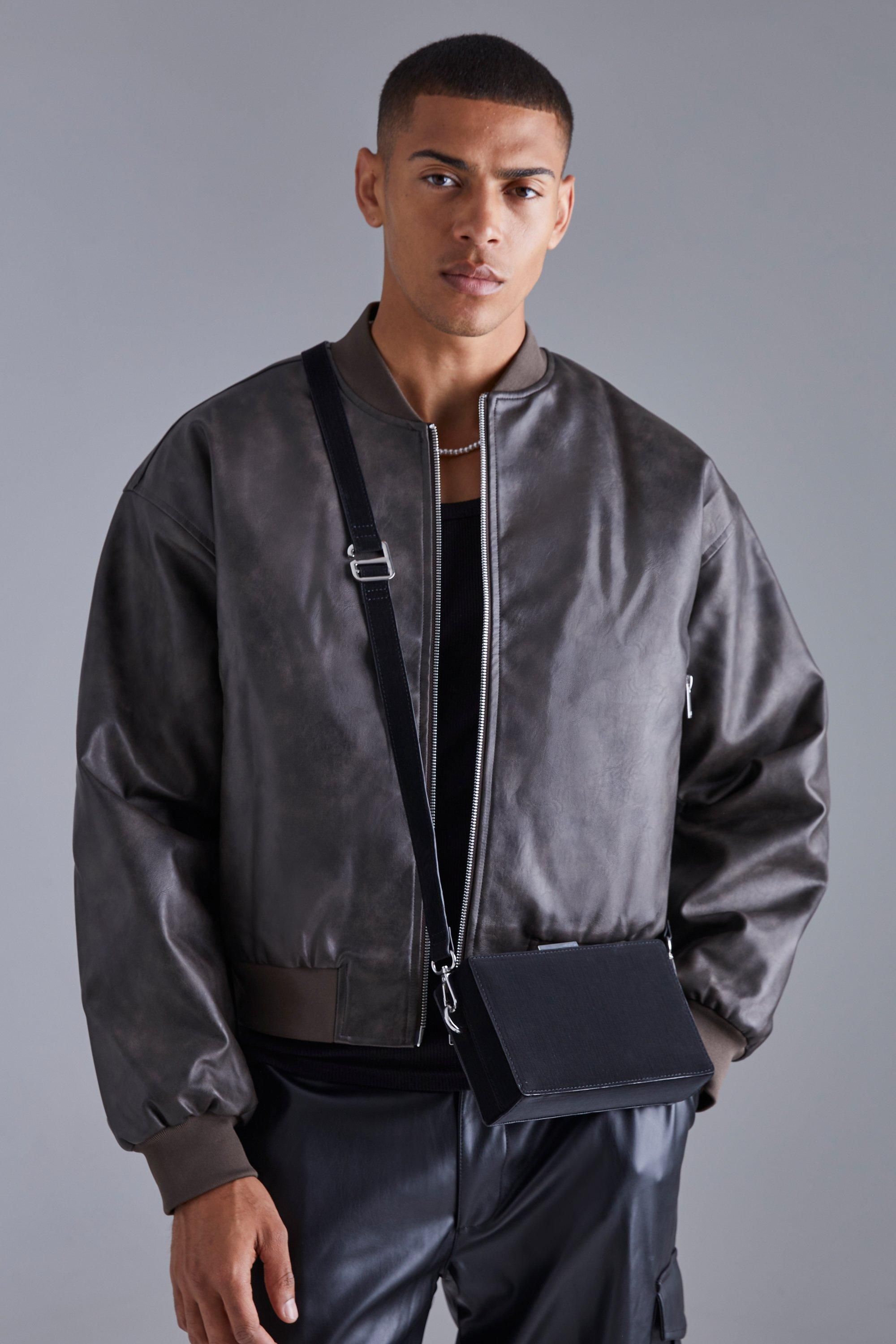 Boxy Washed Pu Bomber | boohooMAN (US & Canada)