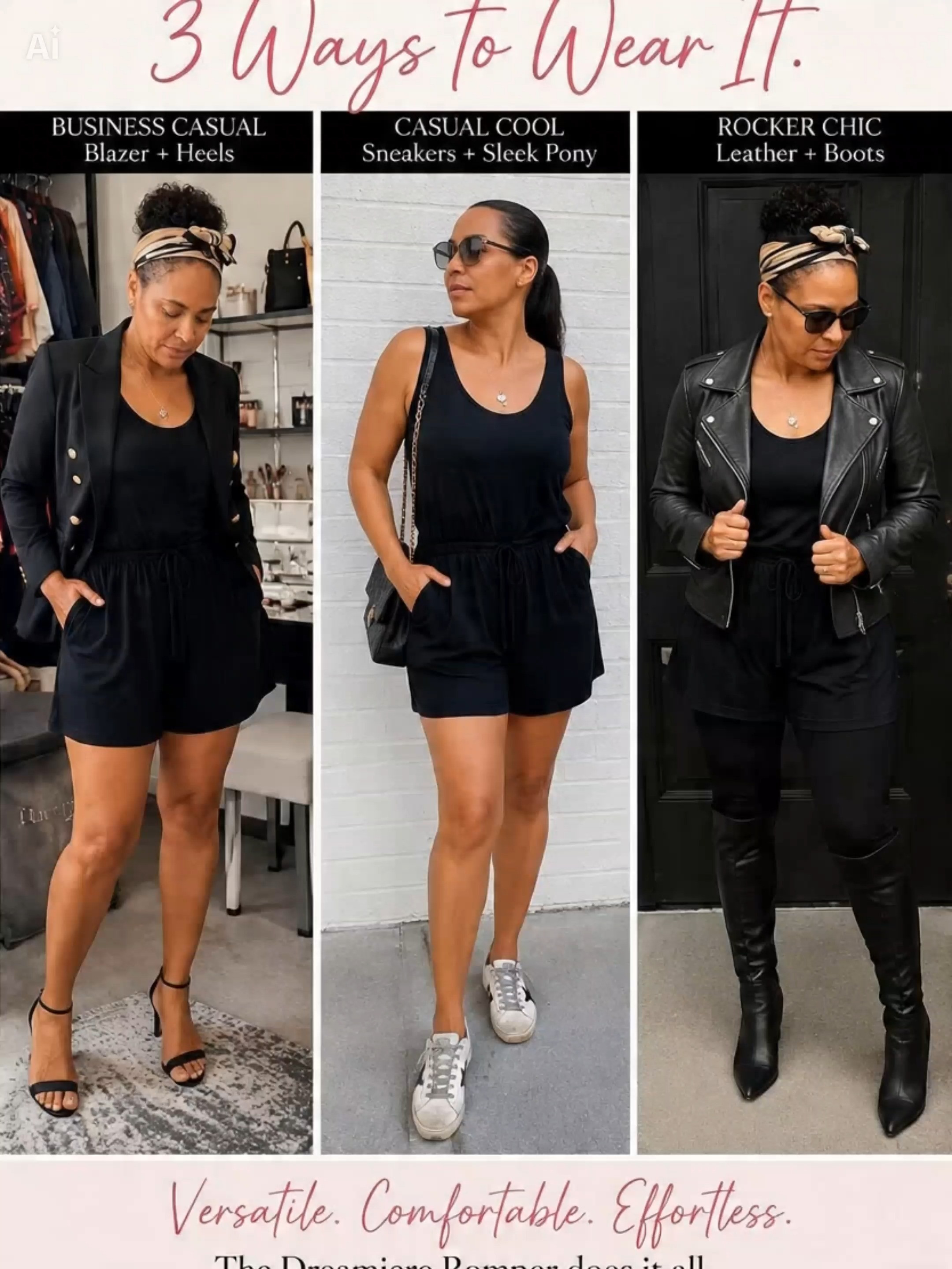 One Black Romper Styled 3 Ways | Business Casual, Casual & Night Out

This bamboo black romper from @Dreamiere is the ultimate closet staple ✨ Soft, stretchy, wrinkle-free and it has pockets! Styled for the office, a casual day with sneakers, and a night out with knee high boots + a leather jacket.

Perfect for summer. Perfect for over 40 style. Perfect for anyone who wants ONE piece that does it all.

https://dreamiere.sjv.io/m4Z4V7

🔗 Shop with code MRF10 for 10% off

#romper #amazonfinds #affodableclothing 

 #LTKdayinmylife #LTKgrwm #LTKOver40