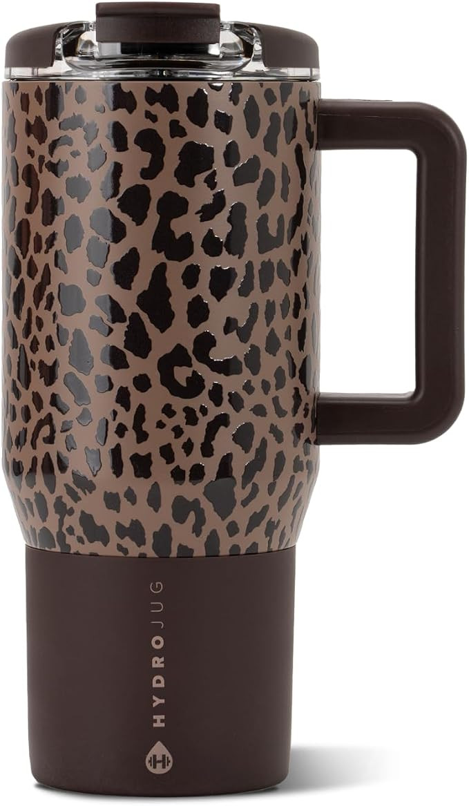 HydroJug Coffee Traveler 20oz Ceramic-Lined Mug with Handle, Brown Leopard | Amazon (US)