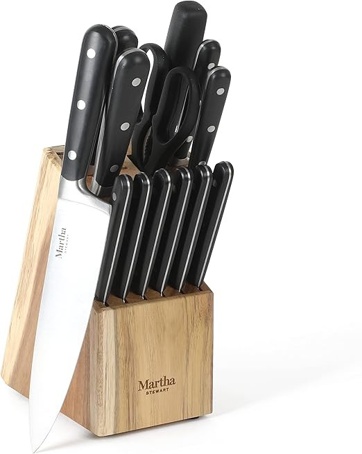 Martha Stewart Eastwalk 14 Piece High Carbon Stainless Steel Cutlery Knife Block Set w/ABS Triple... | Amazon (US)