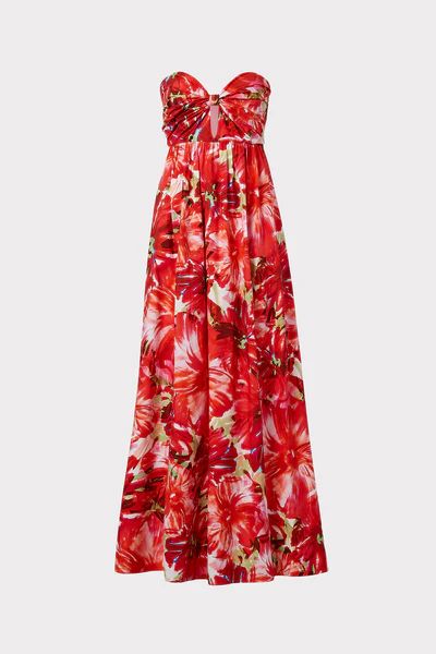 Noah Brushstroke Floral Poplin Dress | MILLY