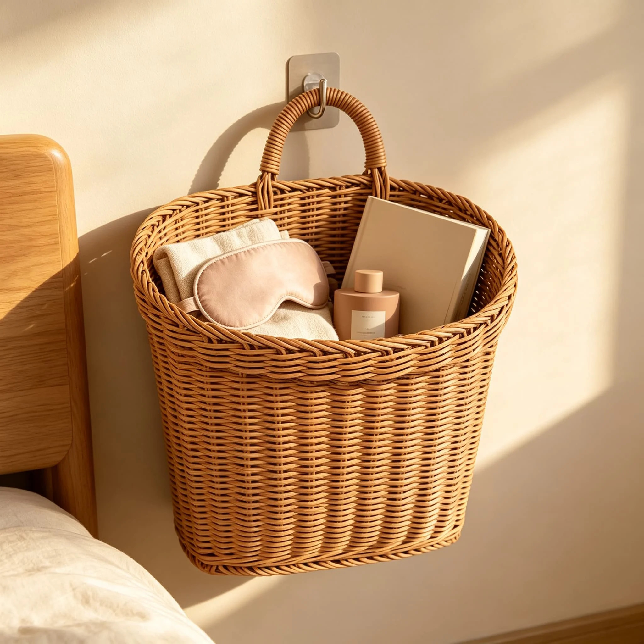 Hanging Wicker Wall Basket for Storage, Decor, and Organization – Handwoven Natural Rattan Basket for Kitchen, Bathroom, Bedroom, Living Room, and Ent | Wayfair North America