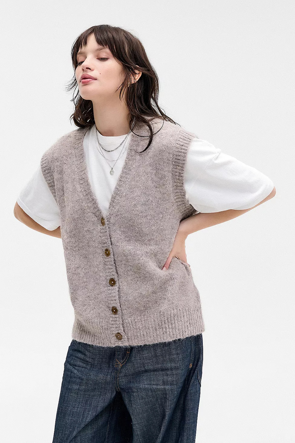 BDG Button Through Sweater Vest | Urban Outfitters UK