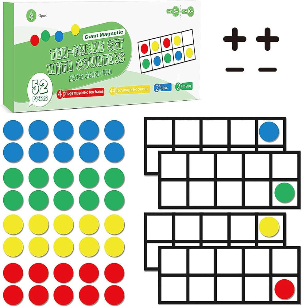 Big Magnetic Ten Frame Set, Opret 52 Pieces Math Manipulatives for Elementary, Kindergarten Class... | Amazon (US)