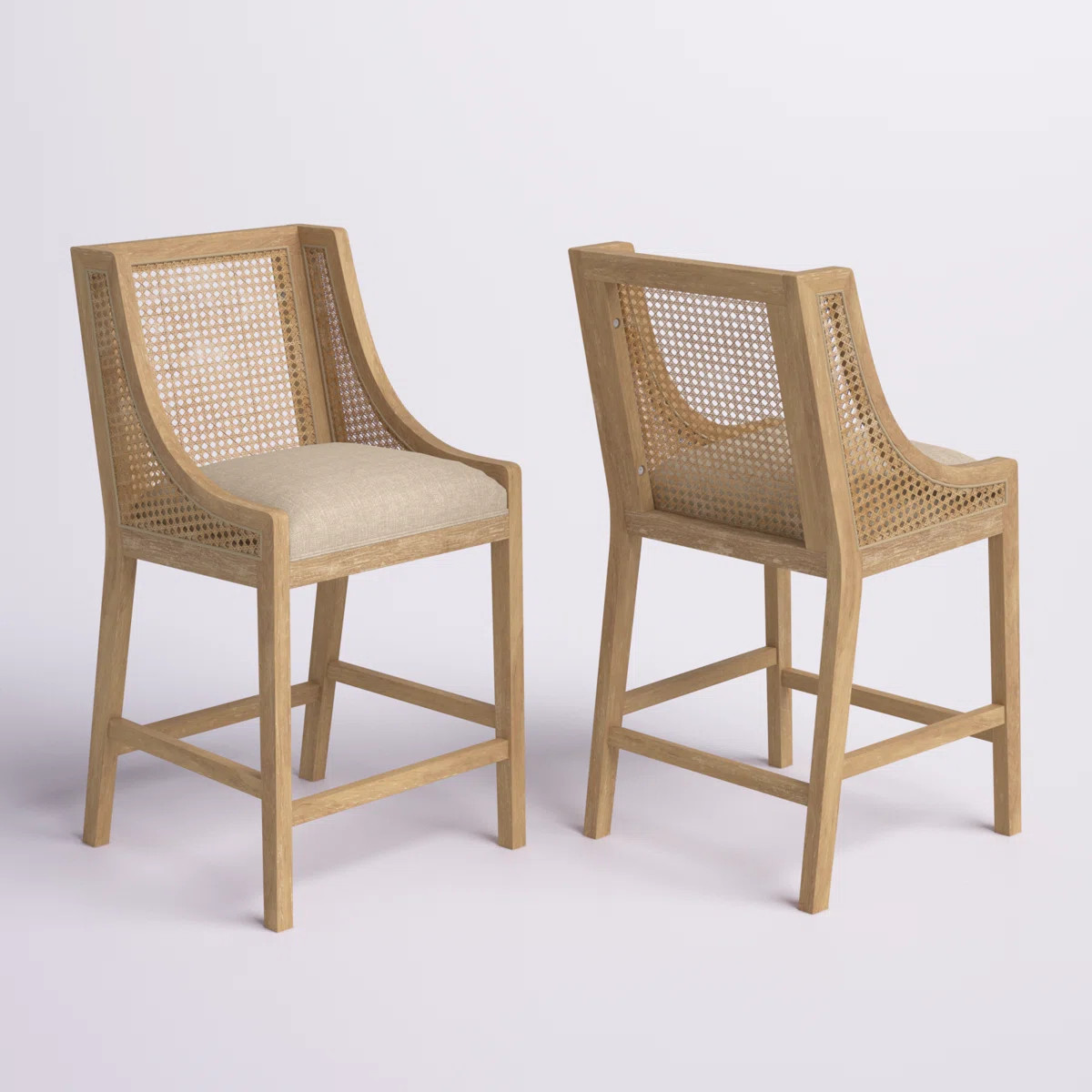 Lonny Upholstered Counter Stool with Solid Wood Frame (Set of 2) | Wayfair North America
