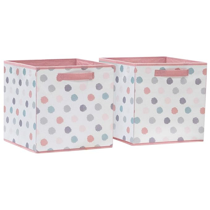 Set of 2 Cube Storage Organizers 13 inch Cube Storage Bin, Toy Box for Girls Pink, Baskets for Or... | Amazon (US)