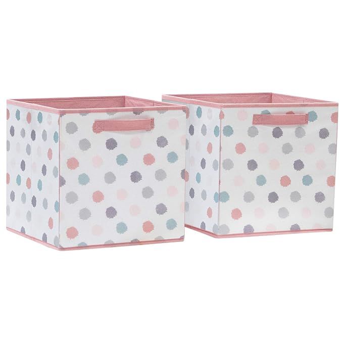 Set of 2 Cube Storage Organizers 13 inch Cube Storage Bin, Toy Box for Girls Pink, Baskets for Or... | Amazon (US)