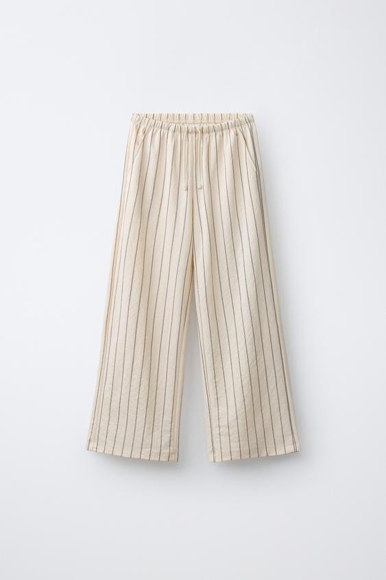 STRIPED PAJAMA WIDE LEG PANTS | Zara US