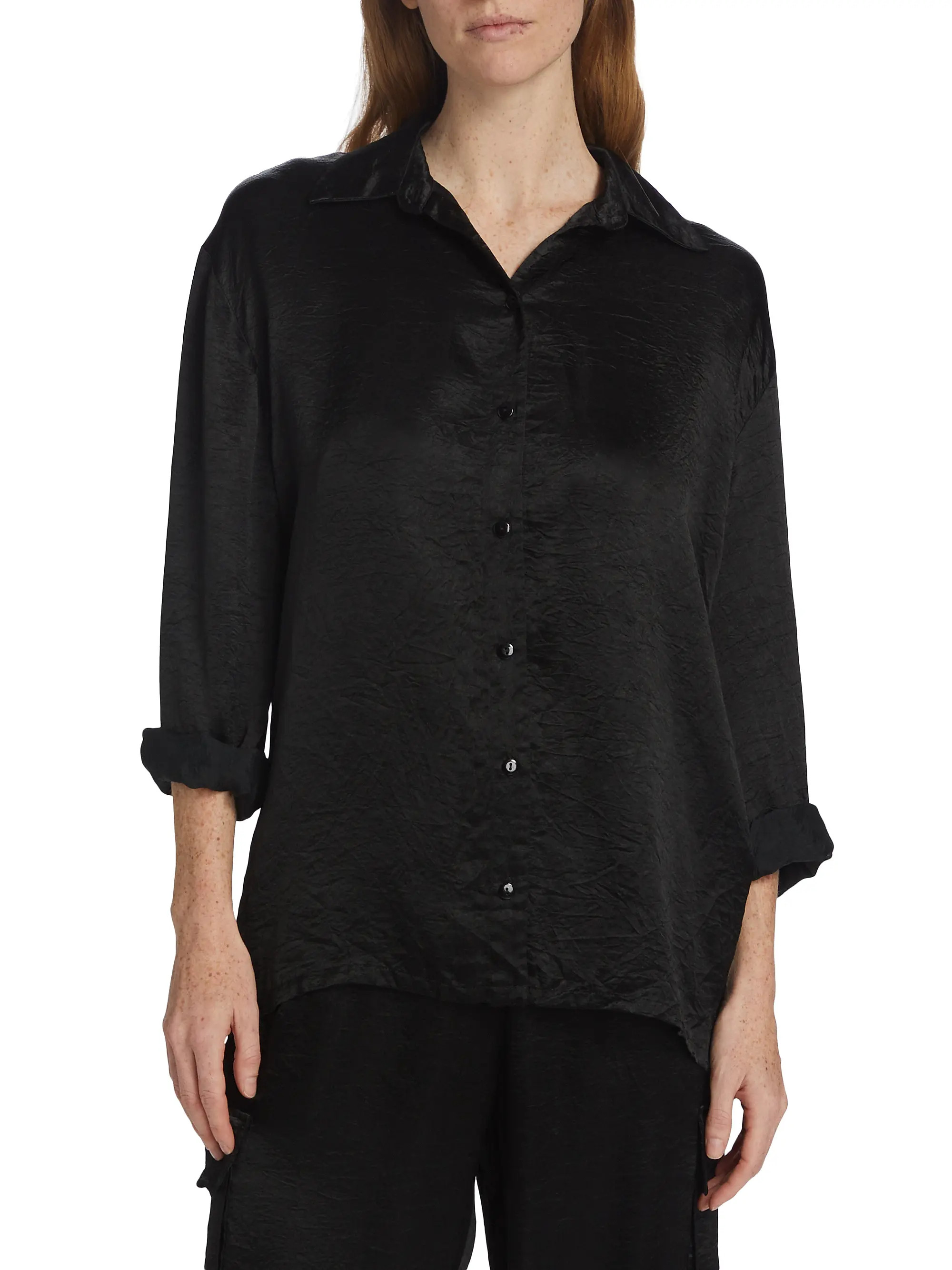 Textured Satin Button-Front Shirt | Saks Fifth Avenue
