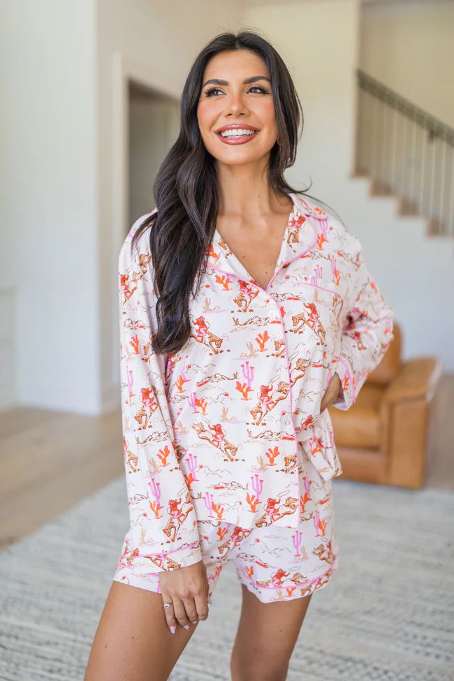 Under The Stars In My First Rodeo Long Sleeve Bamboo Pajama Top | Pink Lily