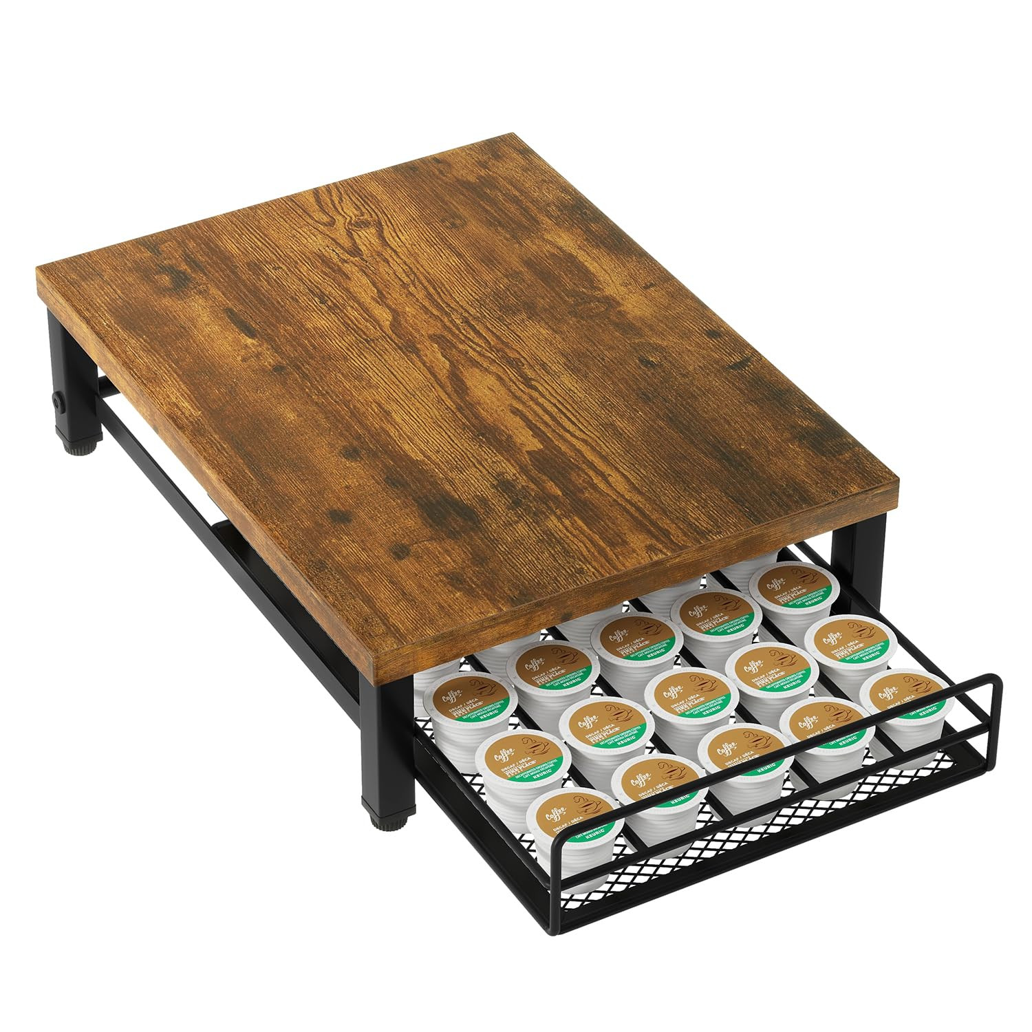 IBUYKE Wooden Coffee Pod Holder for K-Cup, 35 Capacity Capsule Pods Storage,Mullti Coffee Pod Dra... | Amazon (US)