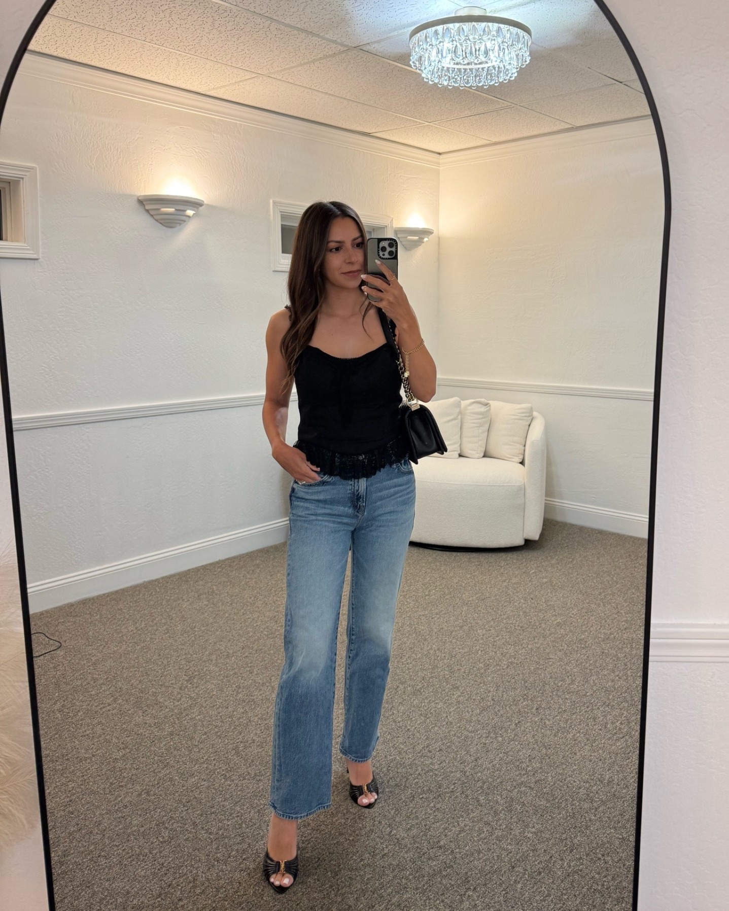 Date night outfit
Mother jeans- 24
@Reformation top- 6
YSL heels
Chanel boy bag

Petite, petite jeans, black lace top, straight leg jeans, spring outfit

#LTKPetite #LTKSeasonal #LTKootd